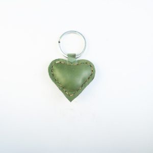 LLavero Corazón de Cuero Verde