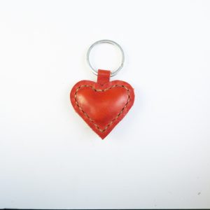 LLavero Corazón de Cuero Rojo